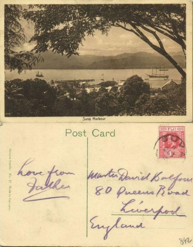 fiji islands, SUVA, Harbour Scene (1910s) Stamp, Stinson Studio 11