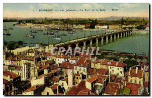 Old Postcard Bordeaux General view deck and harbor