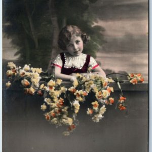 c1900s Cute Young Lady RPPC Little Girl Hand Colored PFB Real Photo Germany A136