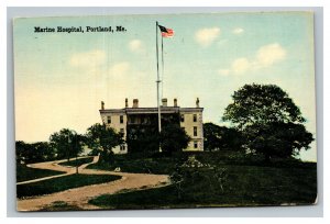 Vintage 1920's Colorized Photo Postcard Marine Hospital Portland Maine