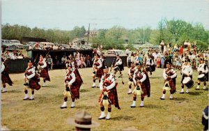 Nova Scotia Massed Pipers NS Bagpipes Men in Kilts c1966 Postcard G15