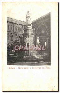 Old Postcard Milano Monumento a Leonardo da Vinei