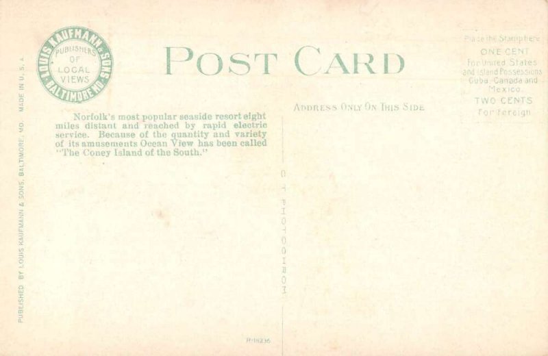 Norfolk Virginia Ocean View Leap the Dips Roller Coaster Postcard AA29677 