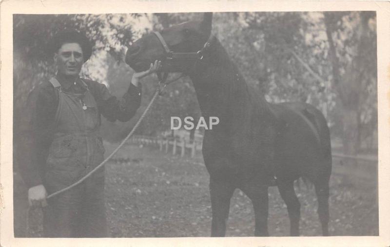 C16/ Wahpeton North Dakota ND Real Photo RPPC Postcard c1910 Man Horse