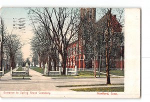 Hartford Connecticut CT Postcard 1910 Entrance to Spring Grove Cemetery