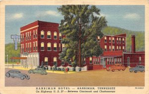 G95/ Harriman Tennessee Postcard linen Harriman Hotel Building US27