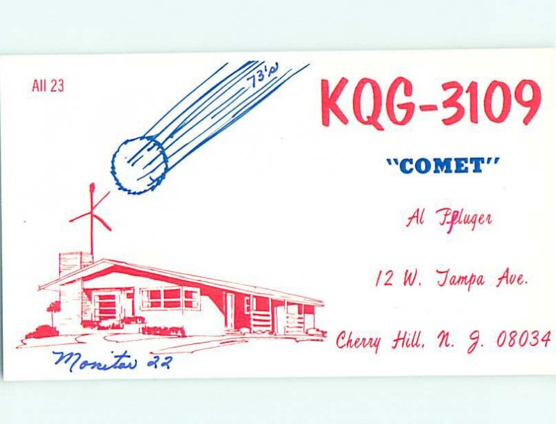 Pre-1980 RADIO CARD - CB HAM OR QSL Cherry Hill - Near Camden NJ AH0503