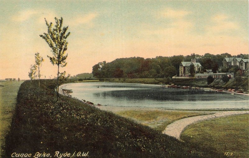 RYDE ISLE OF WIGHT ENGLAND~CANOE LAKE~MIRROR SERIES POSTCARD