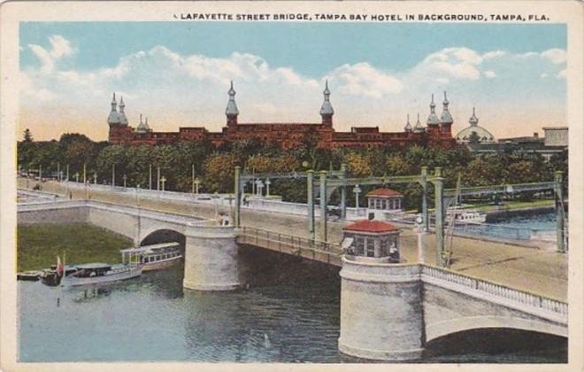 Florida Tampa Lafayette Street Bridge Tampa Bay Hotel In Background Curteich