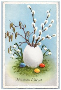 c1910's Easter Cattails Flowers In Hatched Eggs Grass Posted Antique Postcard