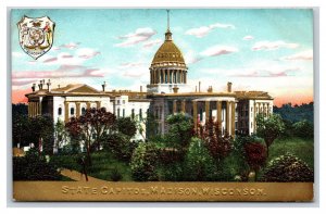 State Capitol Building Madison Wisconsin WI UNP Gilt Embossed DB Postcard I18