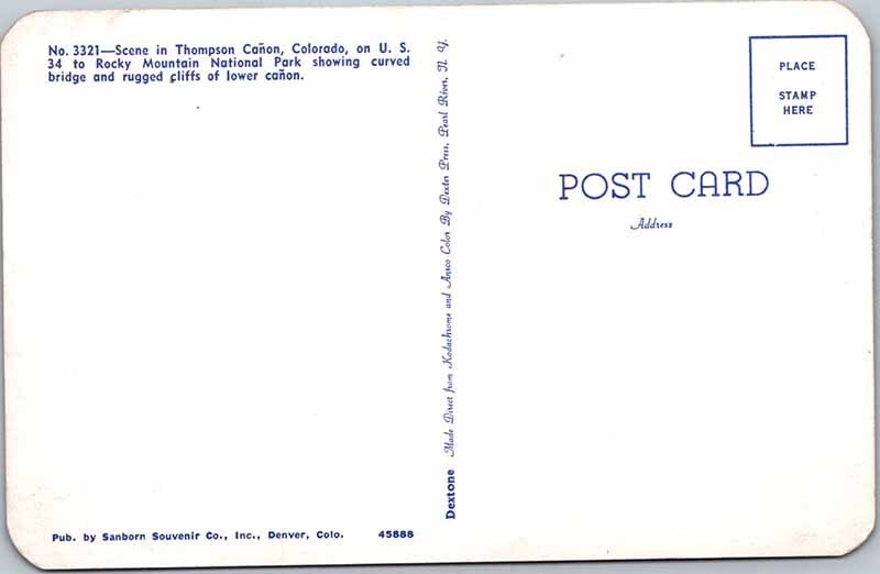 Postcard MOUNTAIN SCENE Thompson Canyon California CA AK1685