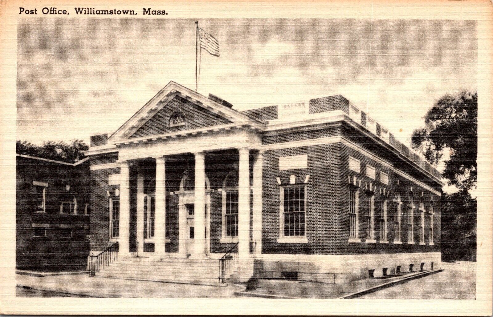 Vtg Williamstown Massachusetts MA Post Office 1930s Old Linen View