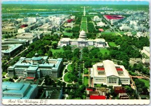 VINTAGE CONTINENTAL SIZE POSTCARD AERIAL VIEW OF WASHINGTON D.C. POSTED 1972