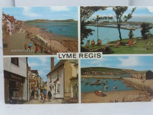 Vintage Multiview Postcard Lyme Regis The Cobb Harbour Bell Cliff Vanity Fair
