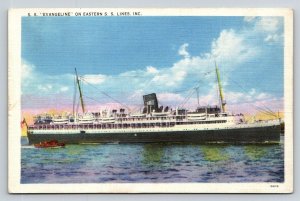 S.S. Evangeline Eastern S.S. Lines Ocean Liner Linen Postcard
