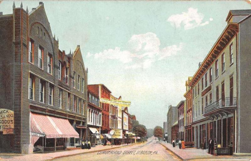 Lebanon Pennsylvania Cumberland Street Scene Antique Postcard K42398