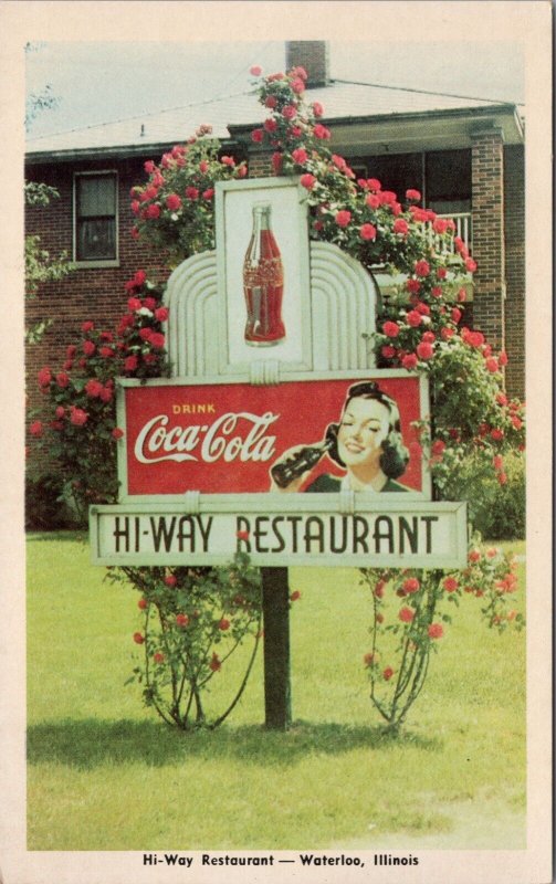 Hi-Way Restaurant Waterloo Illinois Postcard PC448