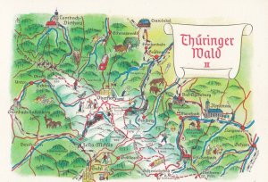 Thuringian Forest Thuringer Wald Eisenach German Karte Map Postcard