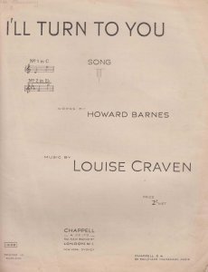 I'll Turn To You Louise Craven 1940s Sheet Music