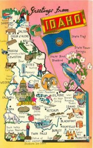 1940s Map Attractions Idaho Tichnor Postcard 22-355