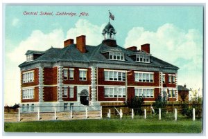 c1910 Central School Lethbridge Alberta Canada Antique Posted Postcard