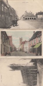 Sluis Markt Kapellestraat Stadhuis 3x Old Dutch Postcard s