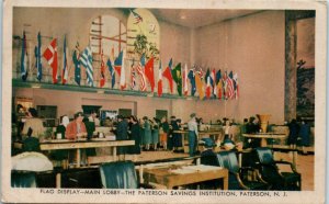 1940s Flag Display Paterson Savings Institution Paterson NJ Postcard