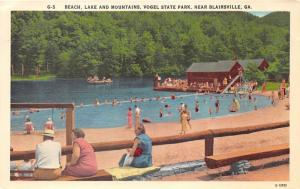 Blairsville Georgia~Vogel State Park-Bathing Beach & Lake~1940s Postcard