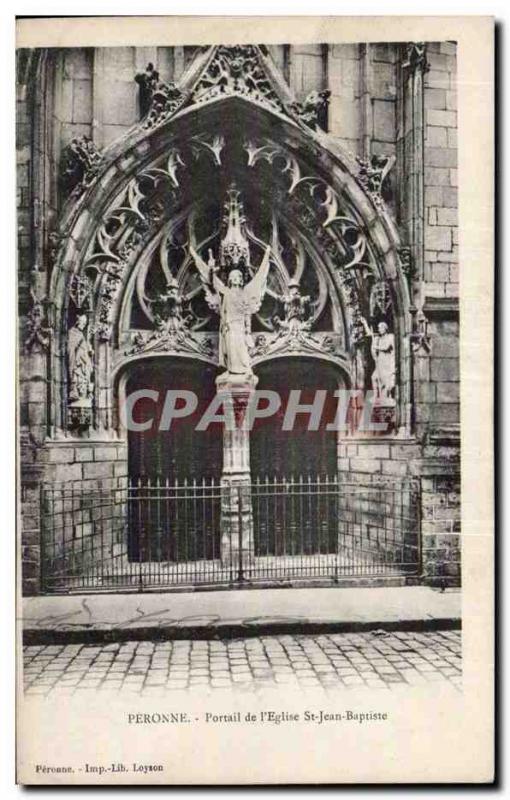 Old Postcard Peronne Portal church St Jean Baptiste