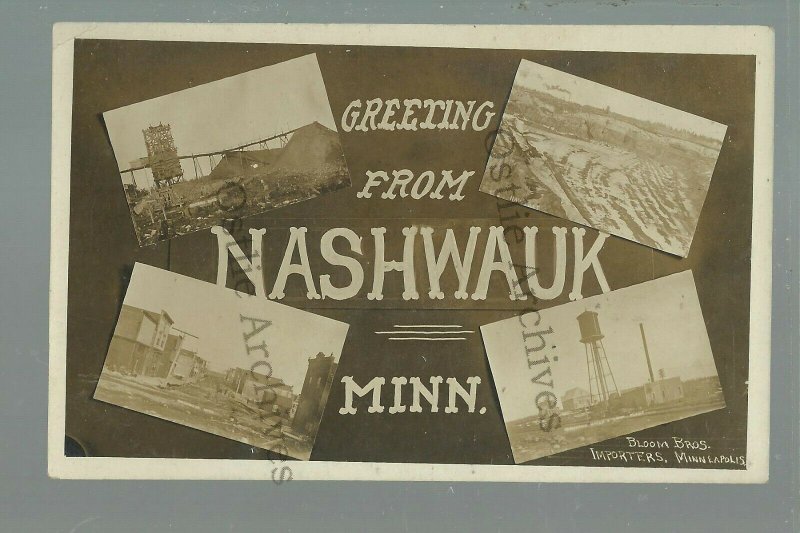 Nashwauk MINNESOTA RPPC 1910 IRON ORE MINING Mine 4 Views nr Hibbing Chisholm 