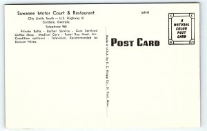 1950s CORDELE GA SUWANEE MOTOR COURT & RESTAURANT HWY 41 UNPOSTED POSTCARD P3859