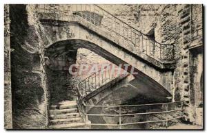 Belgie Belgium Old Postcard Bouillon Inside the castle L & # 39escalier