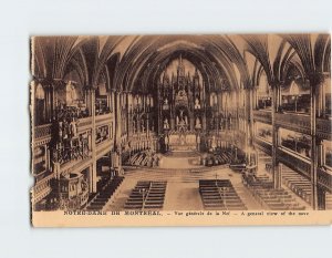 Postcard A general view of the nave Notre Dame De Montreal Canada