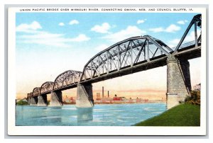 Union Pacific Railroad Bridge Omaha NE Council Bluffs IA UNP WB Postcard O20