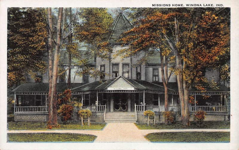 Missions Home, Winona Lake, Indiana, Early Postcard, Unused