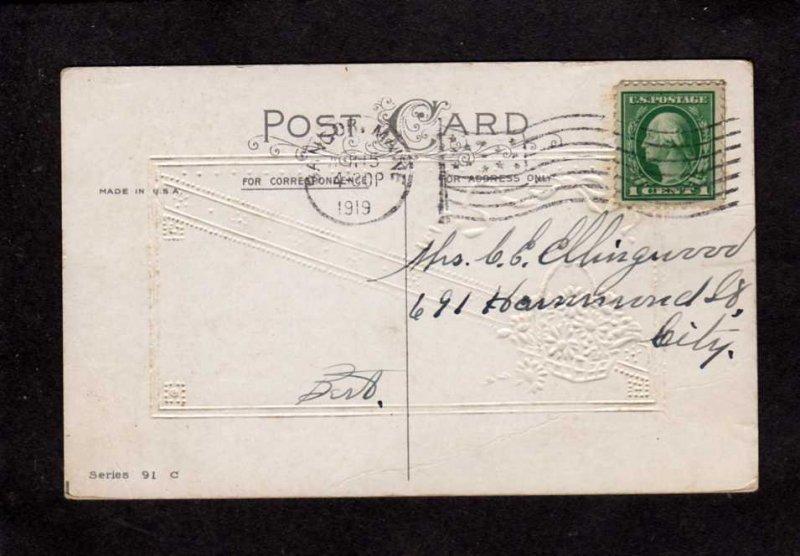 A Peaceful Easter Basket Flowers Postcard 1919