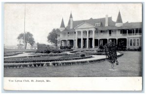 1908 Lotus Club Exterior Garden St. Joseph Missouri MO Vintage Antique Postcard