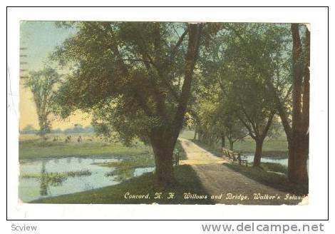 Willows and Bridge, Walker's Island, Concord, New Hampshire, PU-00-10s