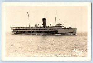 Santa Catalina Island CA Postcard RPPC Photo SS Catalina Steamer Ship Island