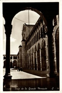 PC SYRIA, DAMAS, COUR DE LA GRANDE MOSQUE, Vintage REAL PHOTO Postcard (b31387)