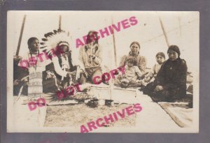 Timber Lake SOUTH DAKOTA RPPC c1910 INTERIOR TEPEE Indians SIOUX INDIAN Cundill