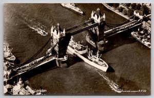 RPPC Tower Bridge London Aerial View With Ship Passing Postcard A48