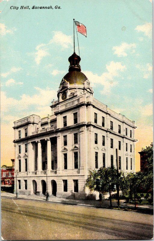 City Hall Savannah Georgia Divided Back Vintage Postcard Unposted Unused Vintage 