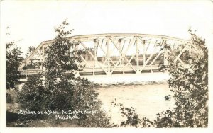 1940s Truss Girder Bridge Sable River RPPC Photo Postcard 22-10-10989