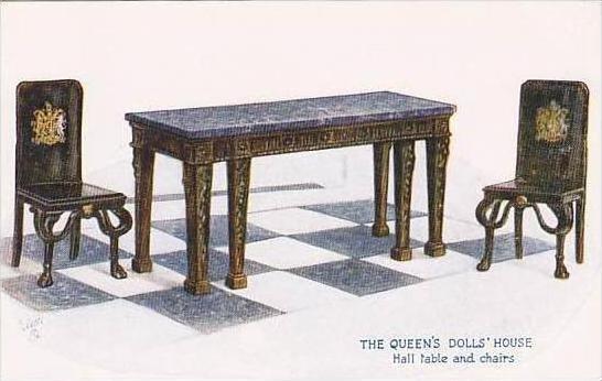 The Queens Doll House Hall Table &  Chairs Raphael Tuck  Oilette  Series I