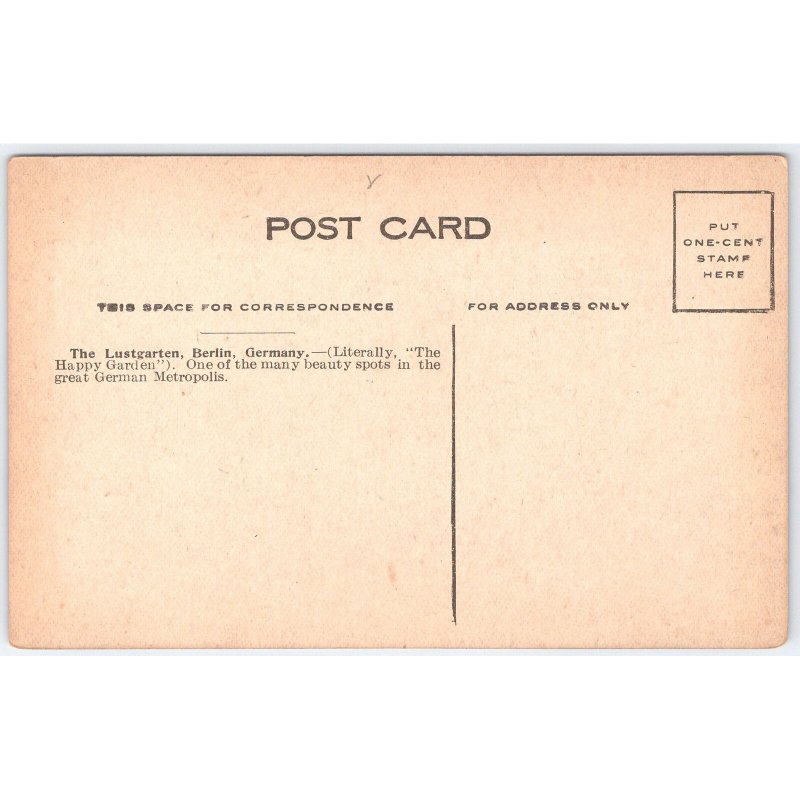 Postcard The Lustgarten Berlin Germany Happy Garden c1910