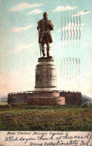 Vintage Postcard 1906 Moses Cleveland Monument Statue  Museum Cleveland Ohio OH 