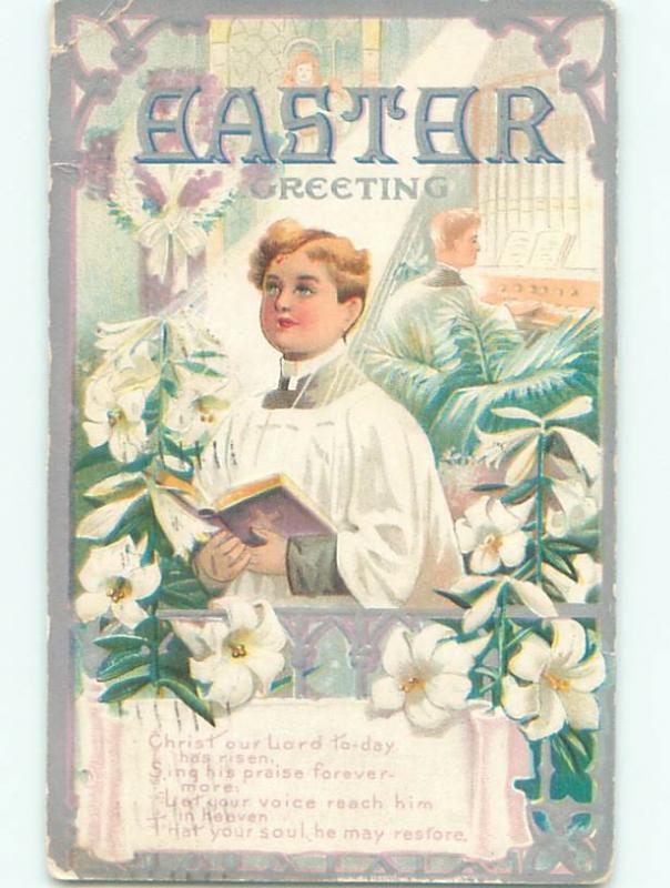 Divided-Back CHILDREN AT EASTER SCENE Great Postcard AA1756