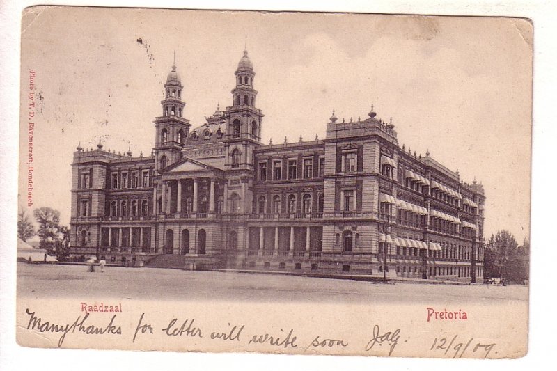 Raadzaal, Pretoria Transvaal South Africa, Used 1909